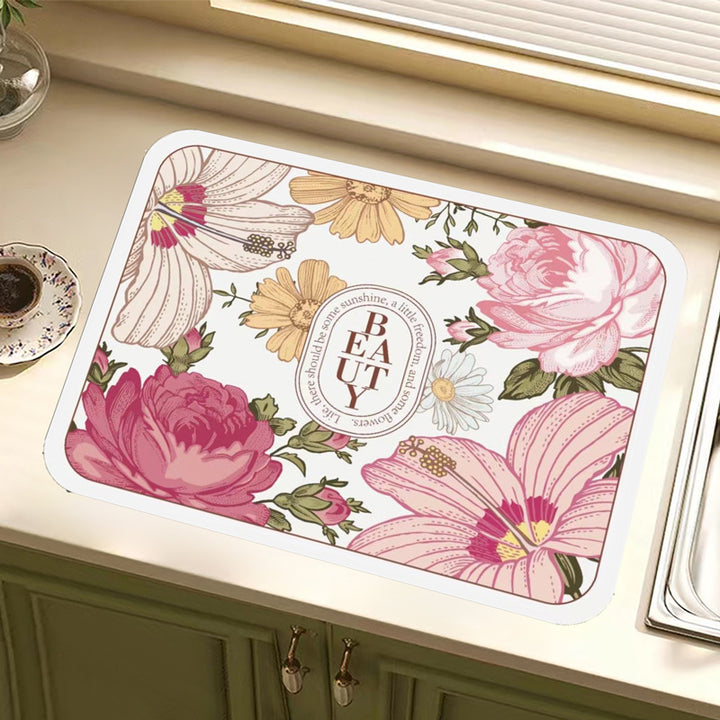 Vintage Floral Design Küchenmatte