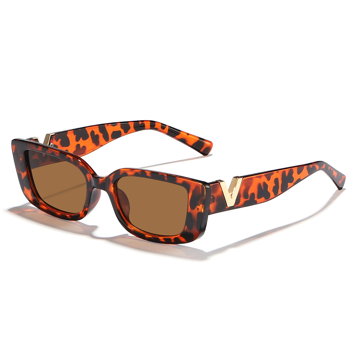 Damen modische quadratische Sonnenbrille mit goldenen Akzenten Karnz