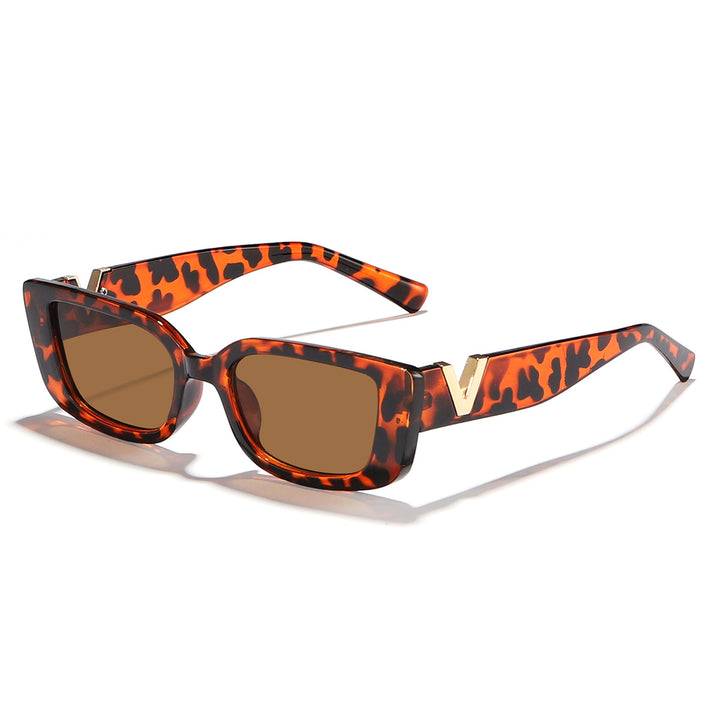 Damen modische quadratische Sonnenbrille mit goldenen Akzenten Karnz