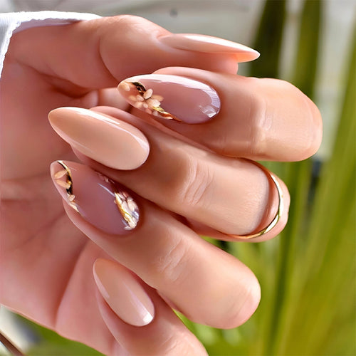 Premium Press-On Nail Set mit Floralakzenten Karnz