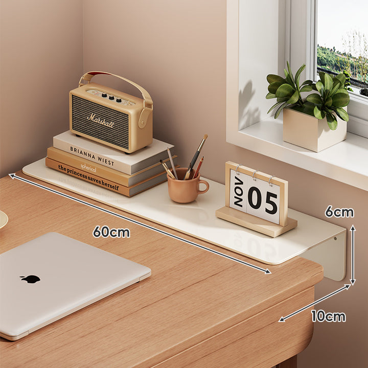 Slim schwebendes wandmontiertes Schreibtischregal Monitorerhöhung mit eleganter, gehärteter Glasoberfläche