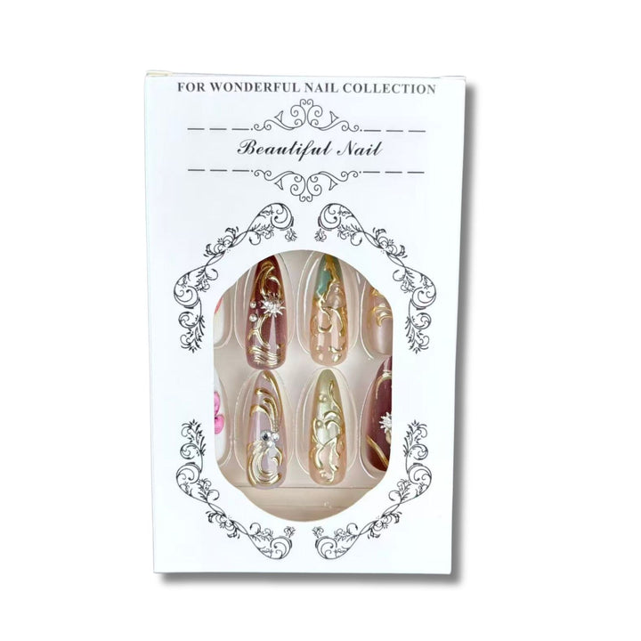 Elegantes Druck-Nagelset im Blumen-Design