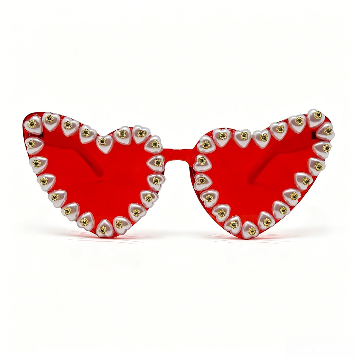 Damen Herzförmige Sonnenbrille mit extravaganten Schmuckdetails Karnz