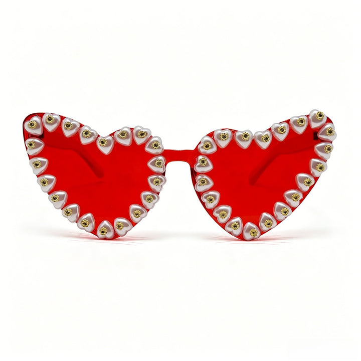Damen Herzförmige Sonnenbrille mit extravaganten Schmuckdetails Karnz
