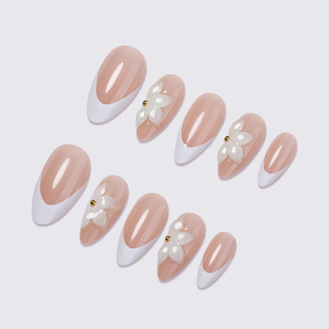 Florales Akzent Press-On Nagelset Karnz