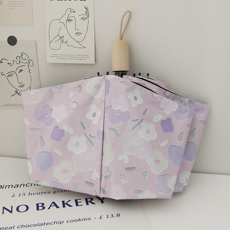 Damen Faltbarer Regenschirm mit stilvollem Blumendesign Karnz