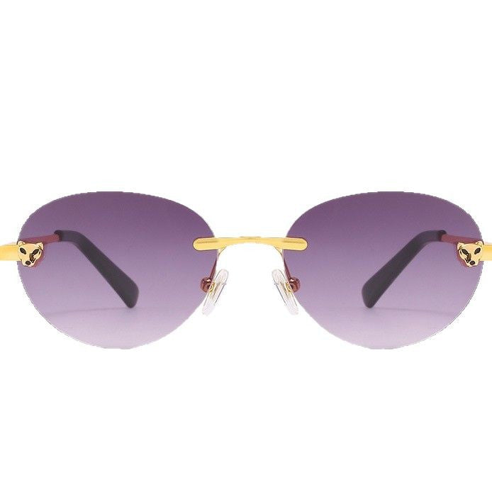Damen ovale Sonnenbrille mit luxuriösen metallischen Akzenten Karnz
