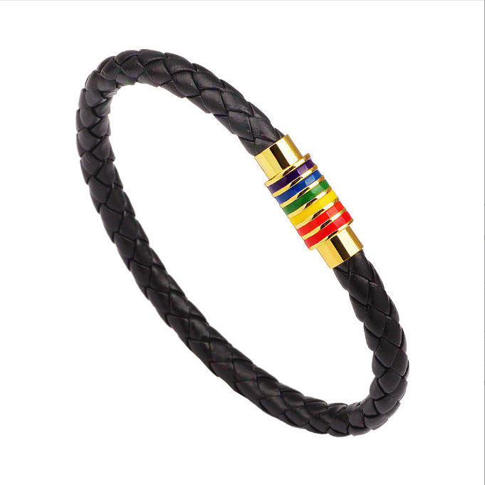 Leder Geflochtener Armband mit Bunter Akzent Karnz
