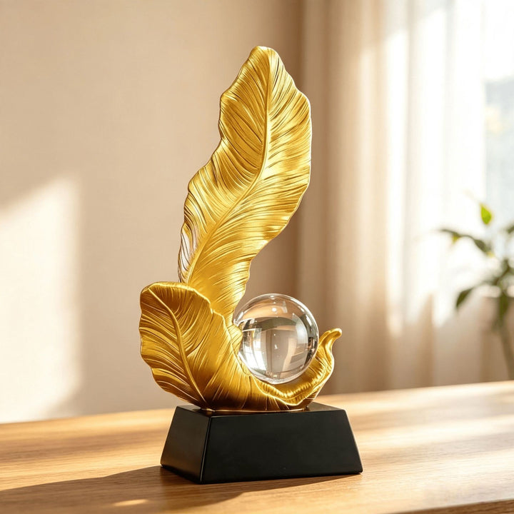 Dekorative goldene Blattskulptur für Wohnkultur