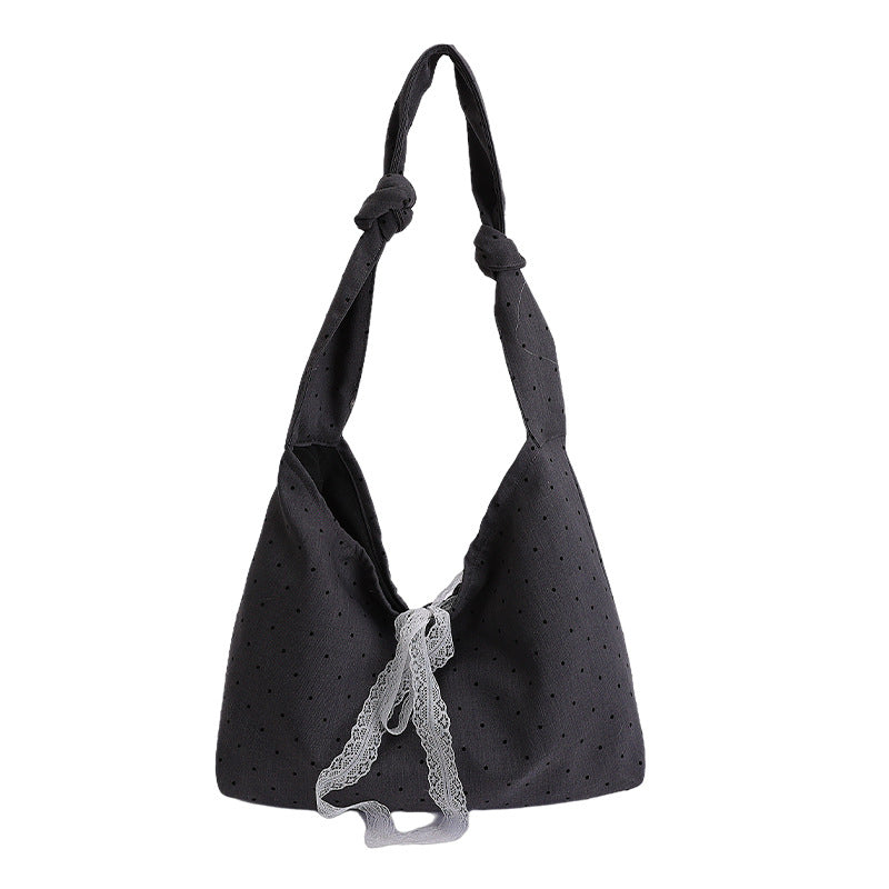 Polka Dot Canvas Hobo Tasche