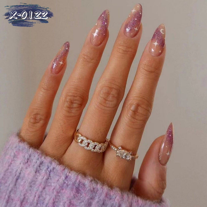 Glitzerndes Sternen Stiletto Nagelkunst Set