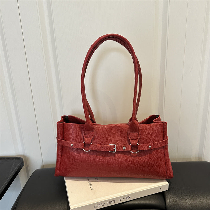 Strukturierte Leder-Handtasche