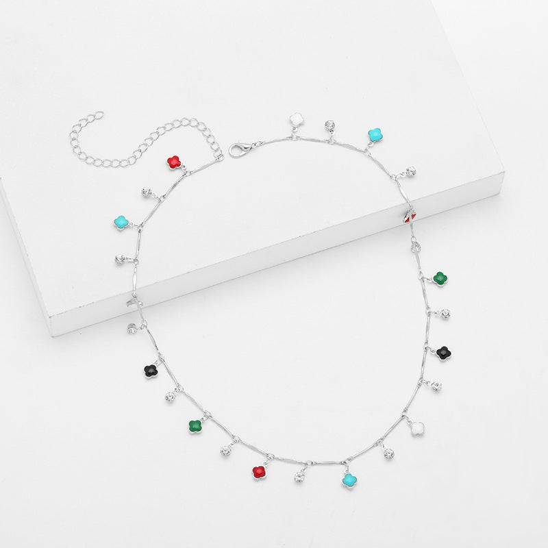 Florale Charm Silber Halskette Karnz