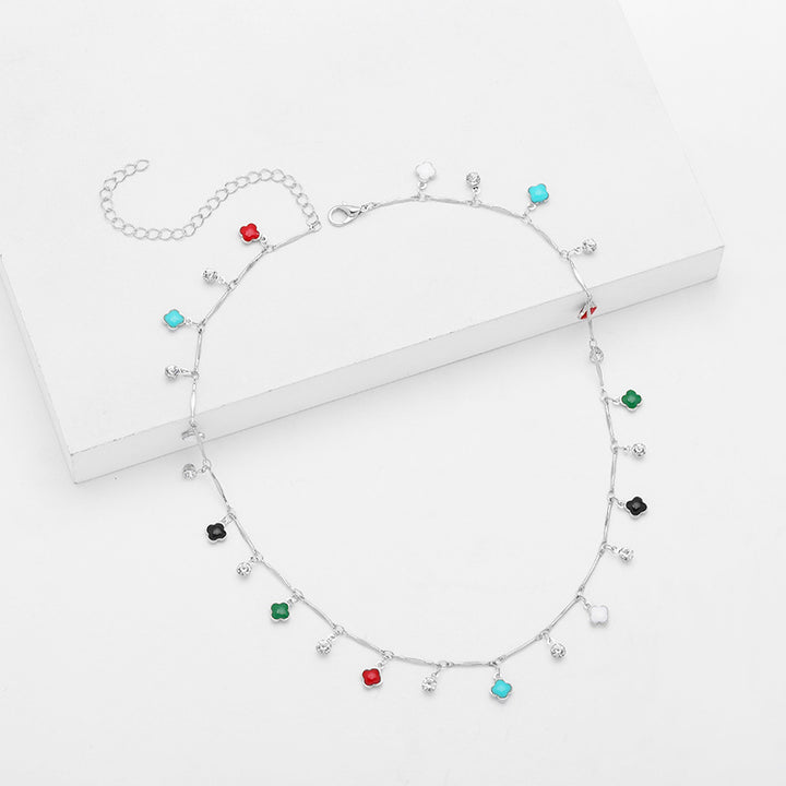 Florale Charm Silber Halskette Karnz