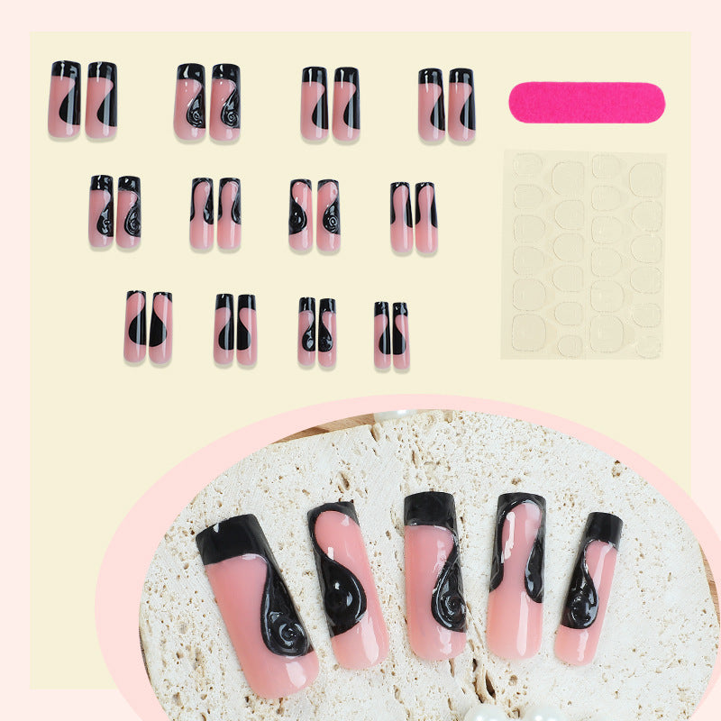 Künstlerisches Gel Press-On Nagelset mit Tropfdesign Karnz