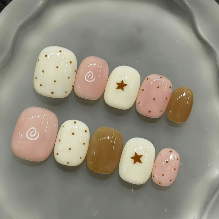 Künstlerisches katzenmotiviertes Press-On-Nagelkunstset Karnz