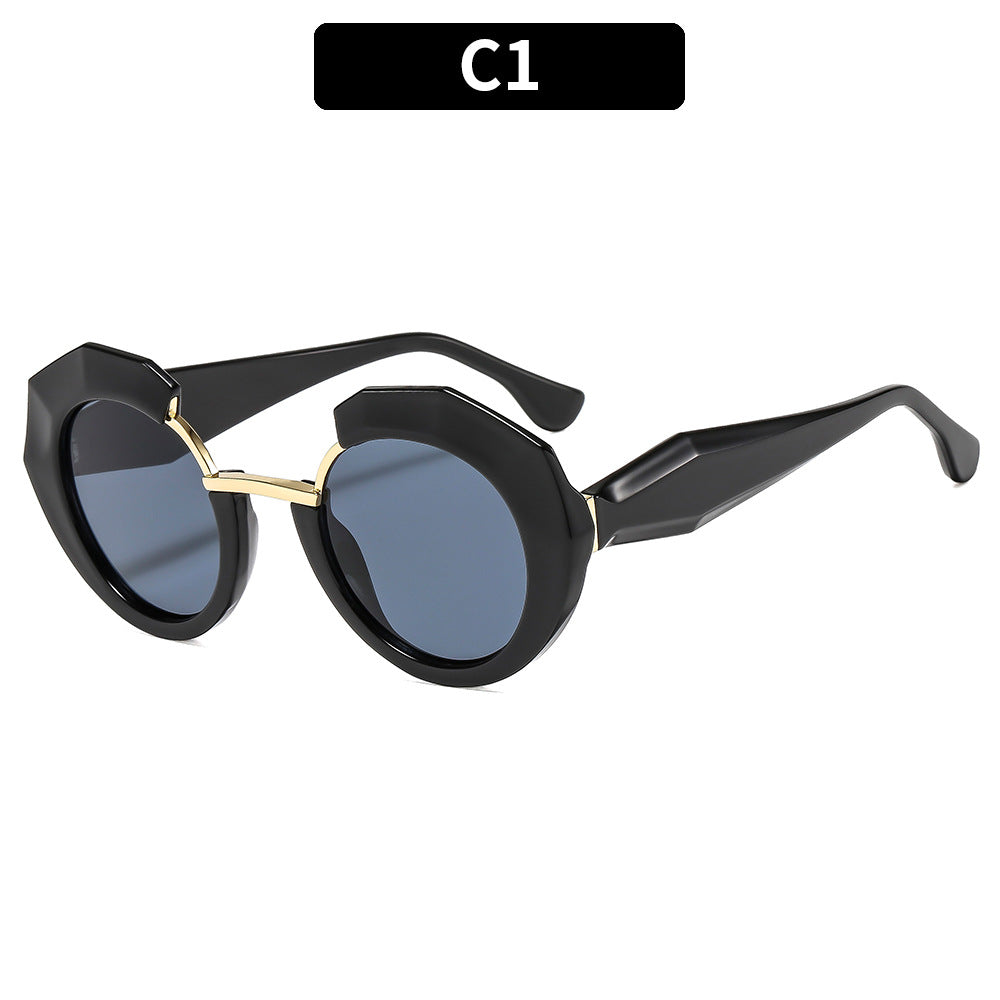 Geometrische sechseckige Rahmen-Sonnenbrille