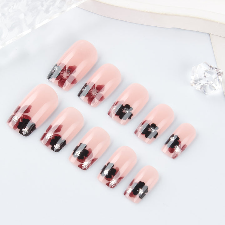 Elegante florale Acryl-Press-On-Nägel Karnz
