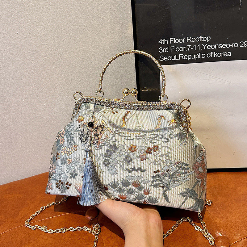 Vintage Blumenstickerei Handtasche