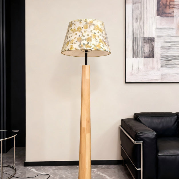 Stilvolle florale Schirm Holz Stehlampe