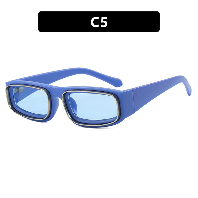 Damen trendige rechteckige Sonnenbrille mit elegantem Farbenspiel Karnz