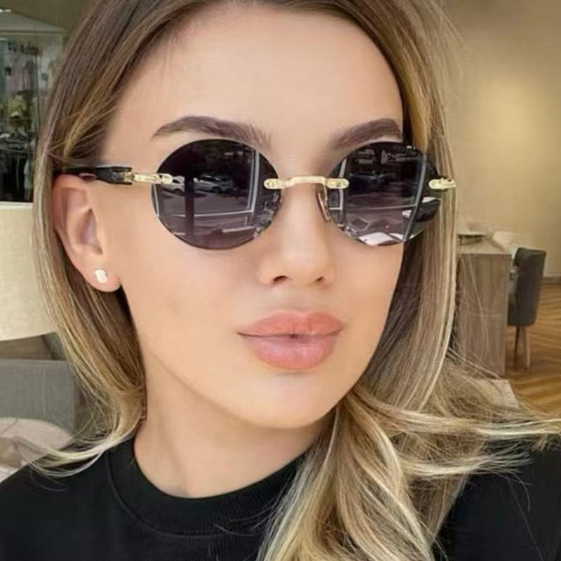 Damen runde Sonnenbrille mit elegantem Holzrahmen und UV-Schutz Karnz