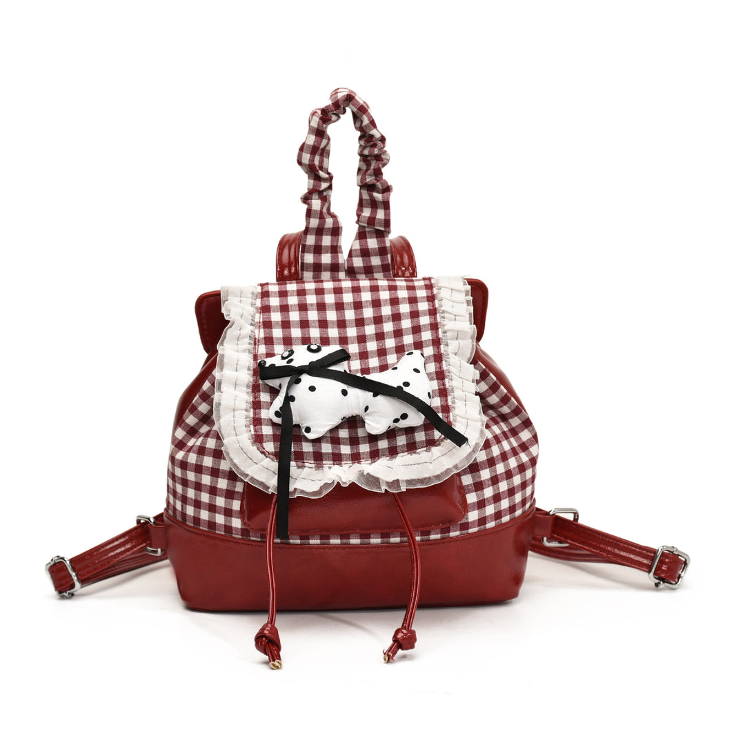Verspielter Rucksack mit Karomuster und Tierapplikation Karnz