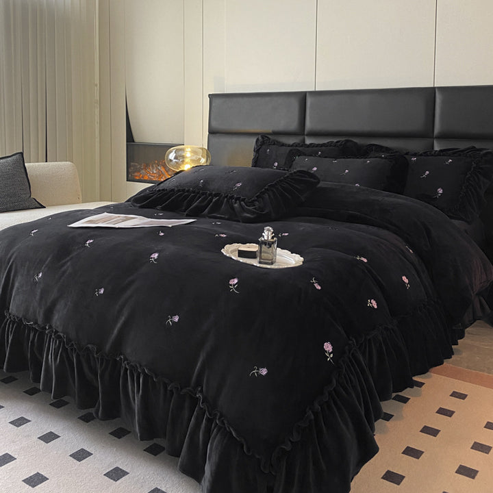 Luxuriöses Samt gesticktes Bettwäsche-Set