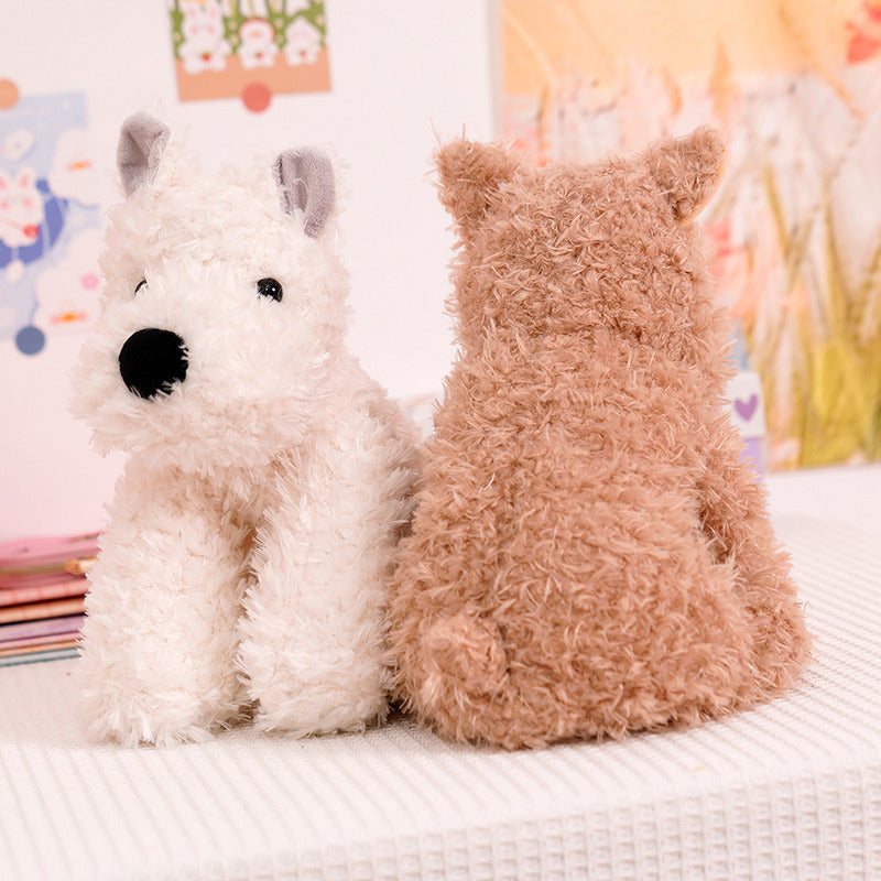 Fluffy Sitz Plüsch Hund Plüschspielzeug mit lockigem Kunstfell und knuddelbarer Bohnenfüllung Karnz