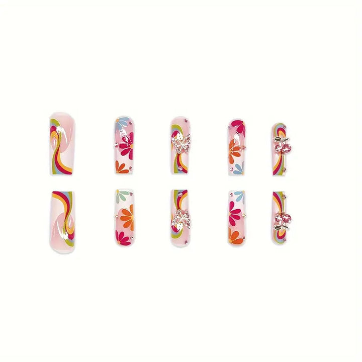 Vibrant Artistic Press-On Nail Set Karnz