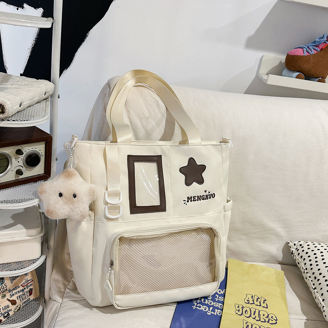 Strukturierter Casual-Rucksack mit transparentem Fach Karnz