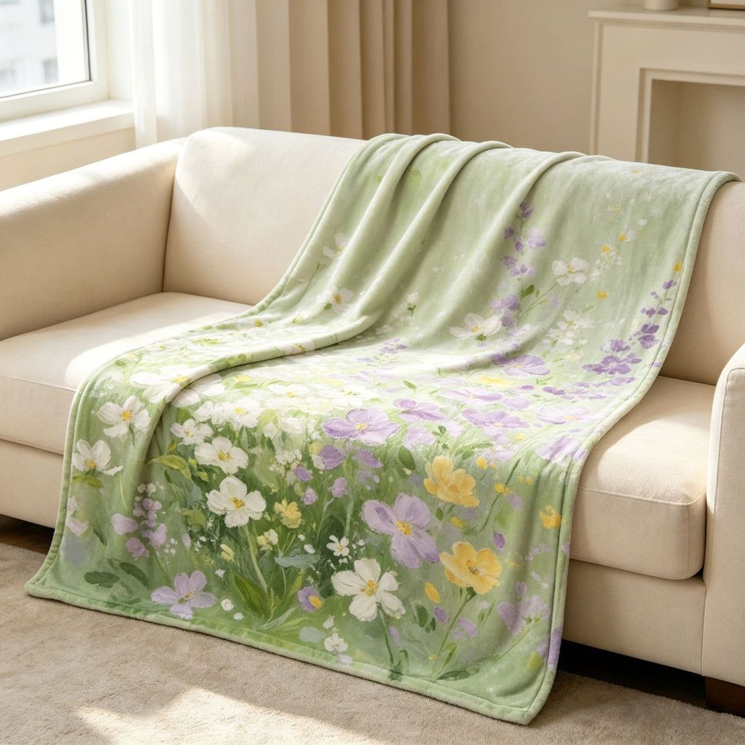 Blumenmuster Fleece-Wohndecke