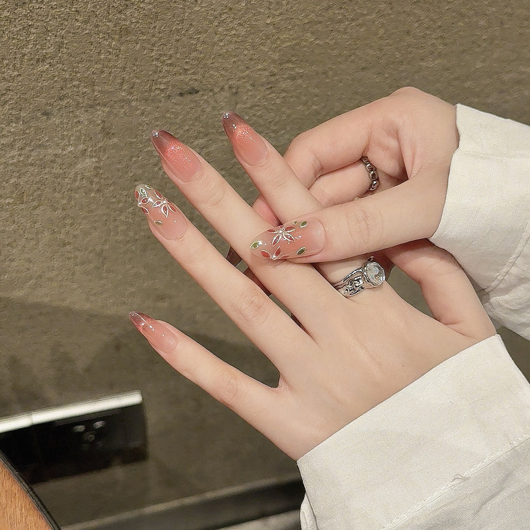Premium Floral Design Press-On Nail Set