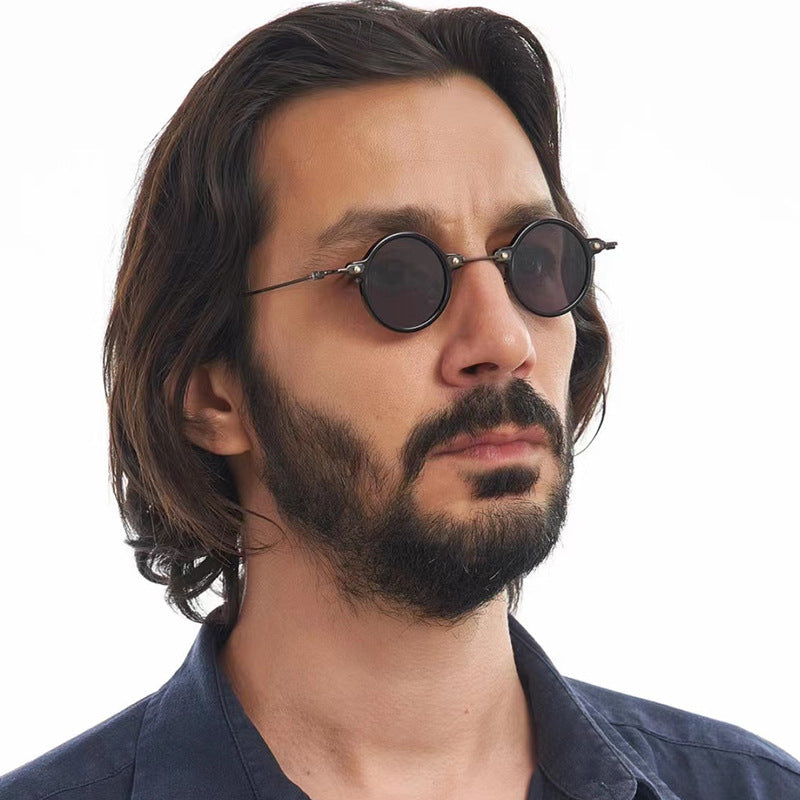Damen modische runde Sonnenbrille mit stylischem Metallrahmen und polarisierenden Gläsern Karnz
