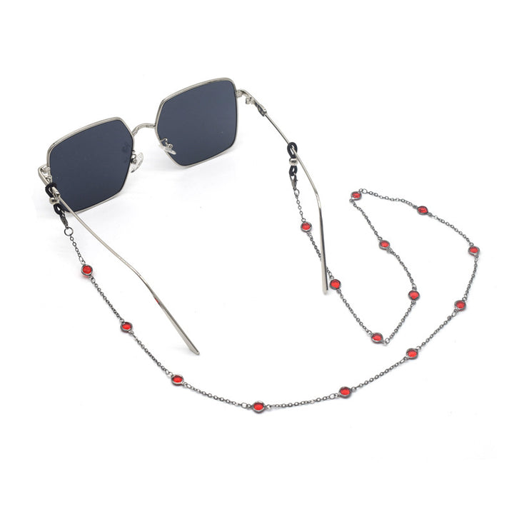 Stylische quadratische Sonnenbrille mit dekorativer Kette Karnz