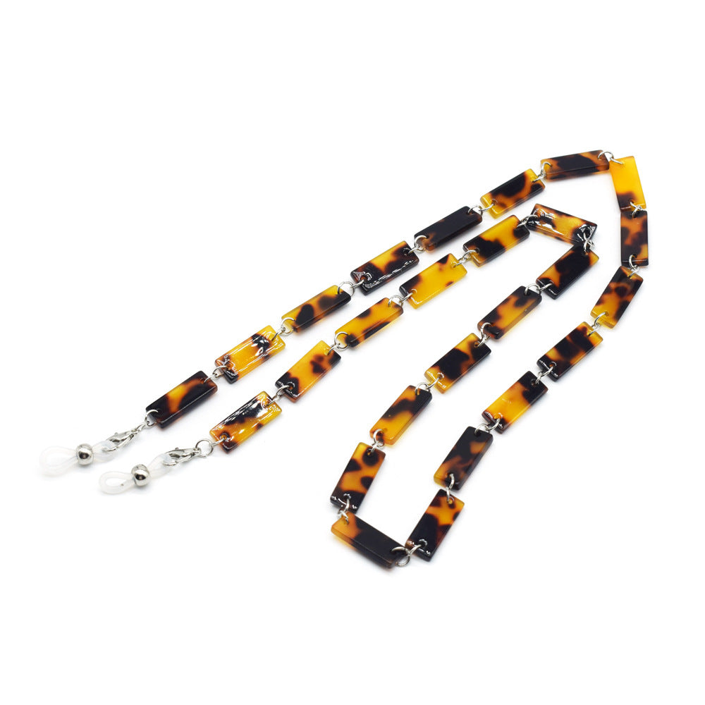 Stylische Schildpatt-Muster Brille Kette Karnz