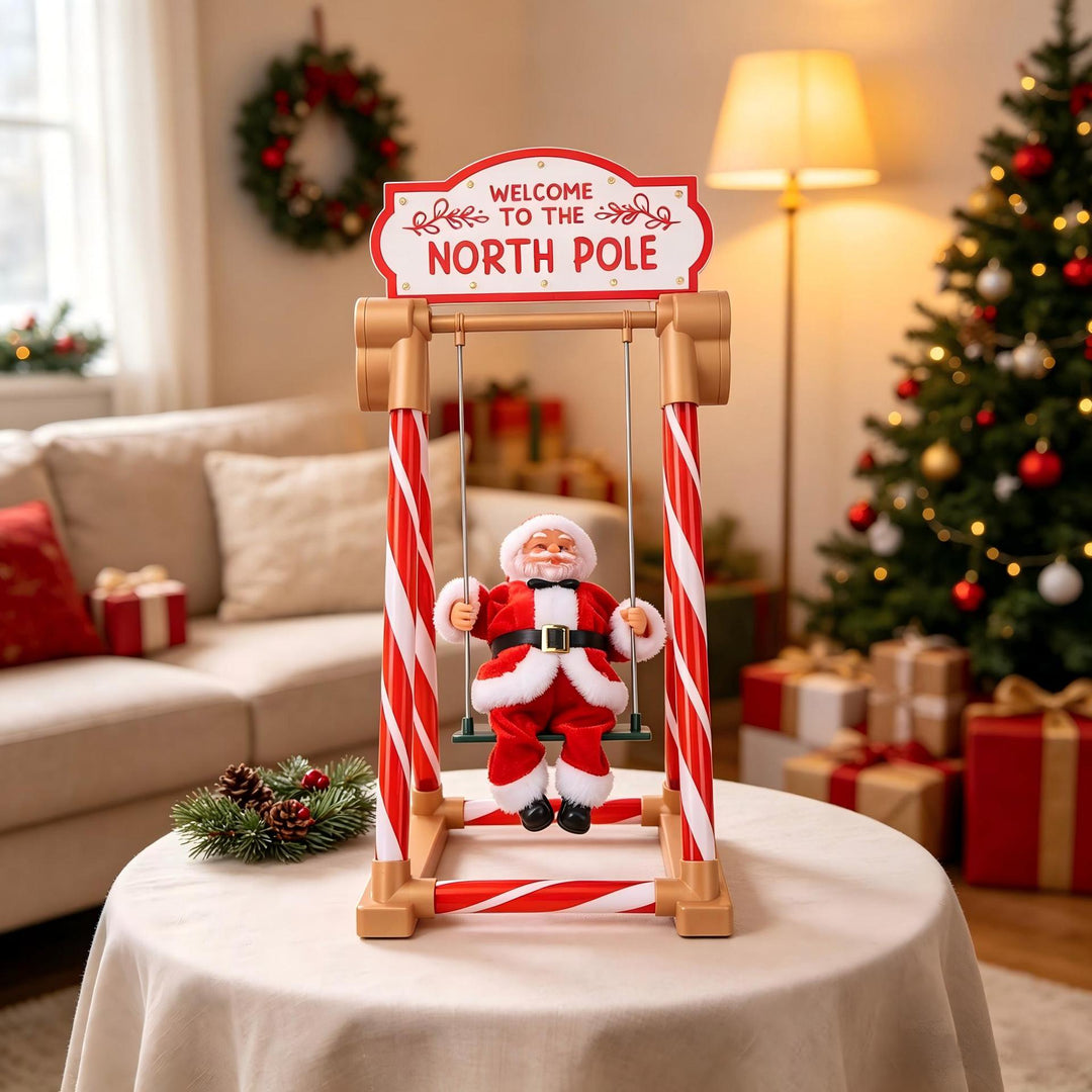 Dekorative Weihnachtsmann Figur auf Schaukel