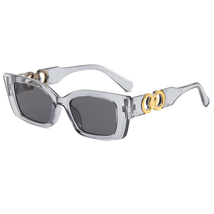 Damen Rechteckige Designer-Sonnenbrille mit luxuriösen Akzenten Karnz