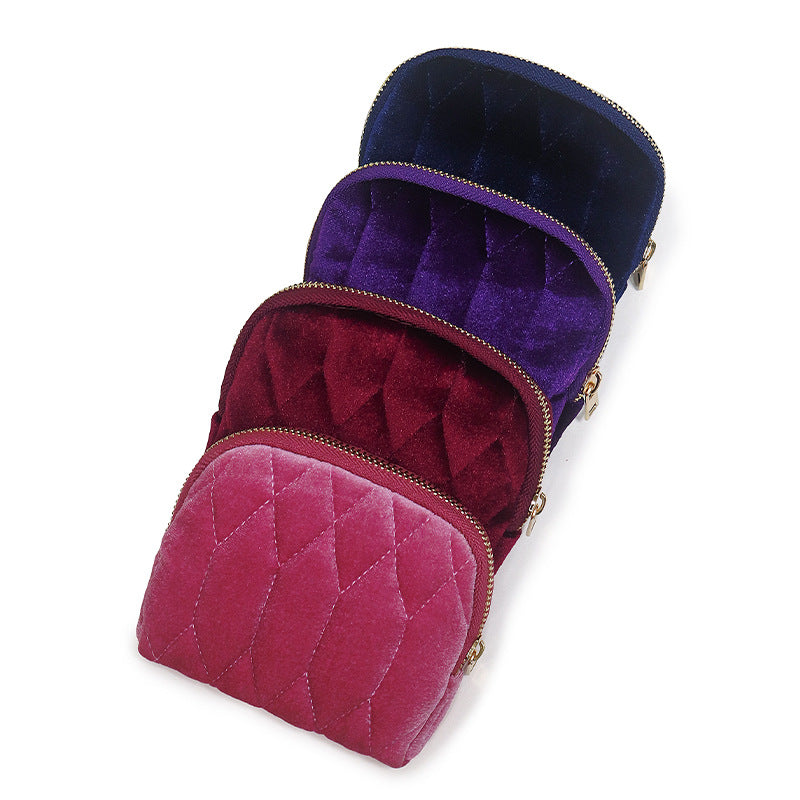 Luxuriöse gesteppte Samt-Make-up-Tasche
