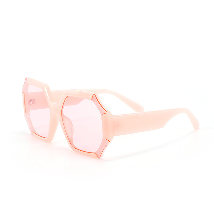 Damen modische Sonnenbrille mit facettiertem Rahmen Karnz