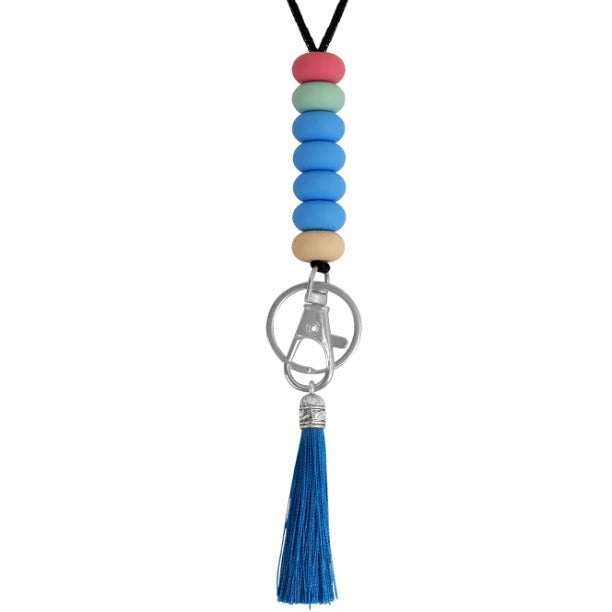 Bunter Perlen-Schlüsselanhänger Lanyard mit Quaste Karnz