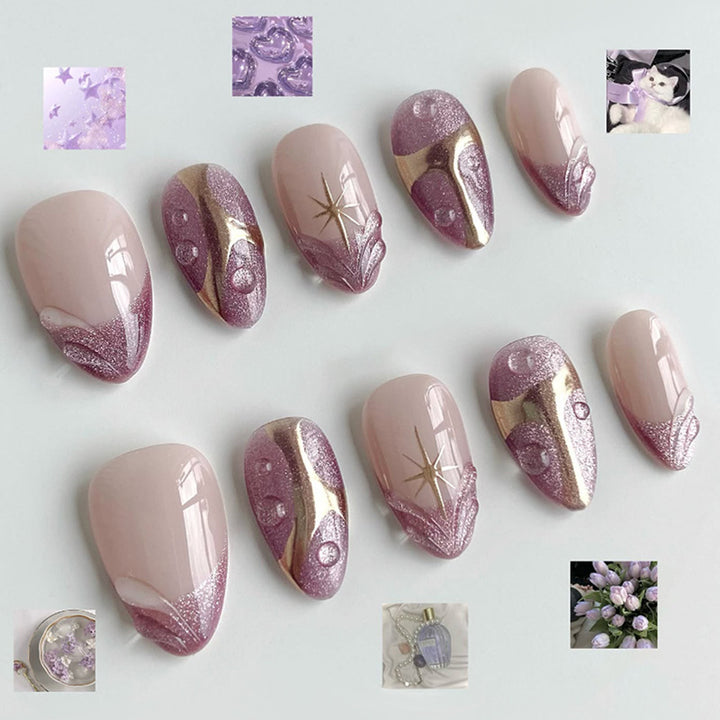 Kunstnagelset mit glamourösen Spitzenakzenten Karnz
