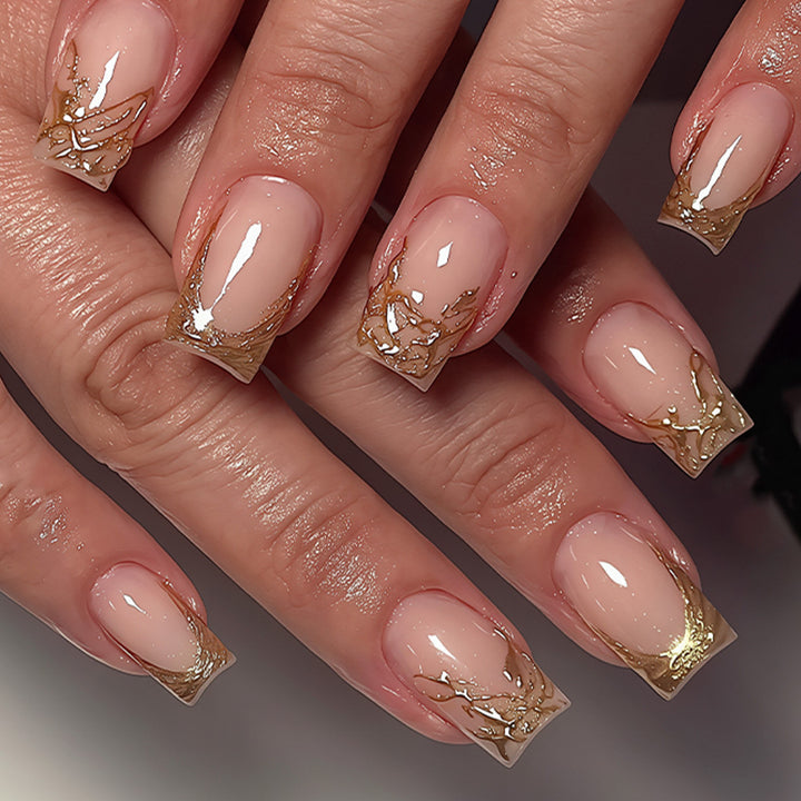 Elegante Marmor Spitze Acryl-Nagelset Karnz