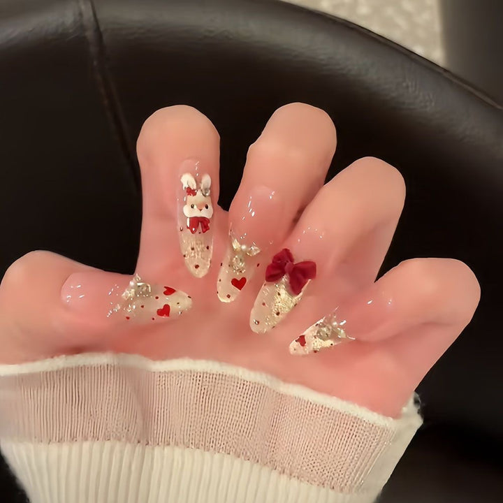 Elegante Glänzende Press-On Nagelset  1791774068