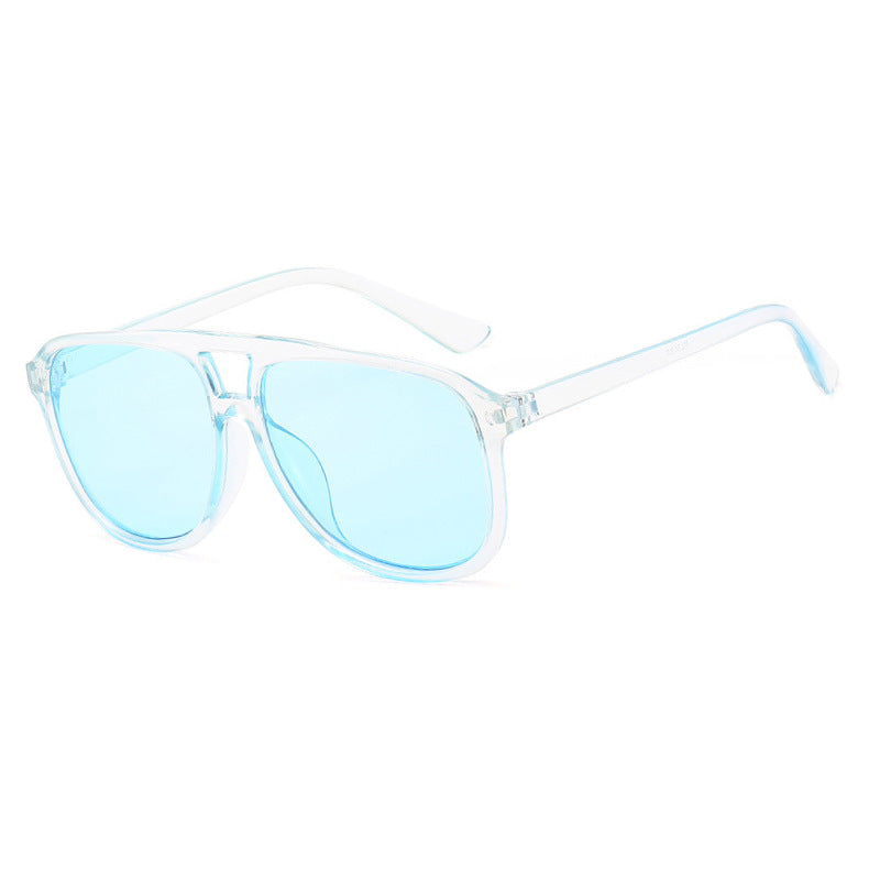 Damen modische Sonnenbrille mit transparentem Rahmen und blauen Gläsern Karnz