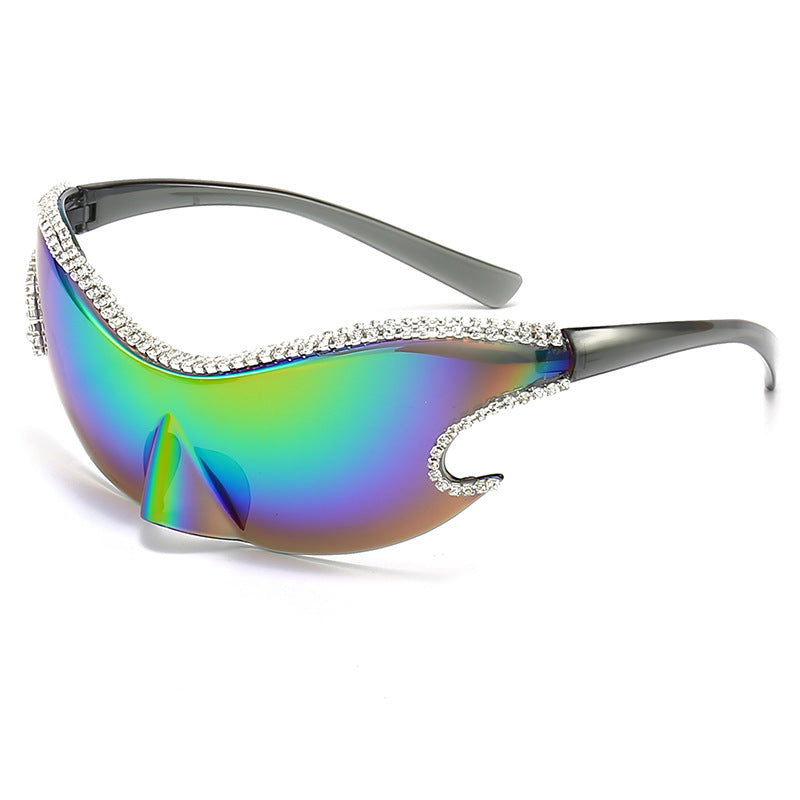 Damen Glamouröse Sonnenbrille mit funkelndem Strassbesatz Karnz