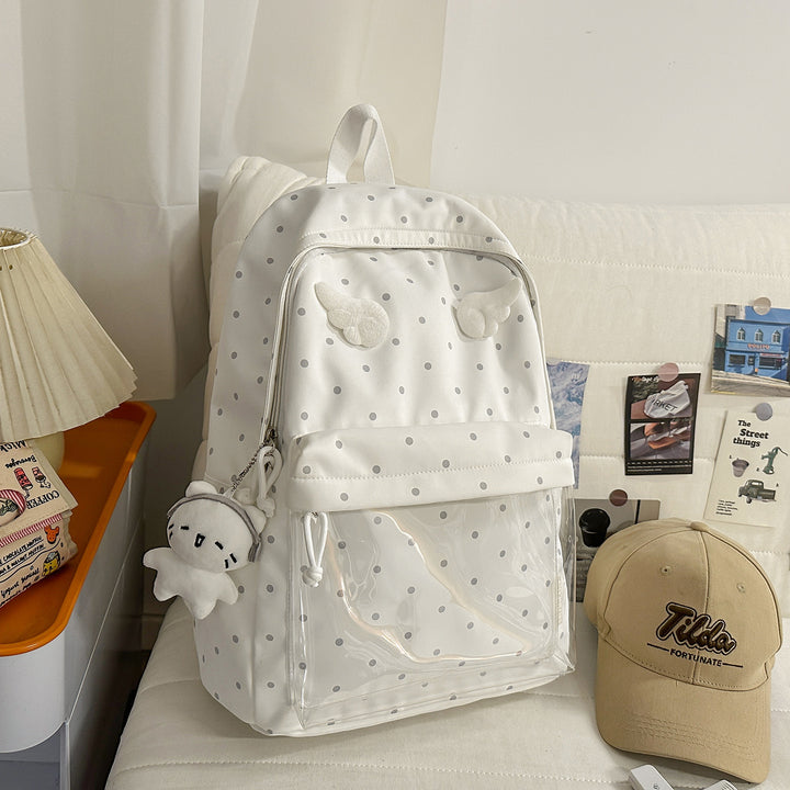 Polka-Dot-Muster Rucksack mit verspielten Flügelakzenten Karnz