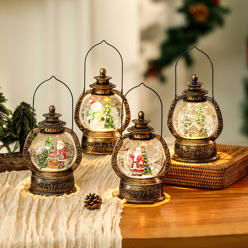 Nostalgische Weihnachtslaterne mit Schneekugel Karnz
