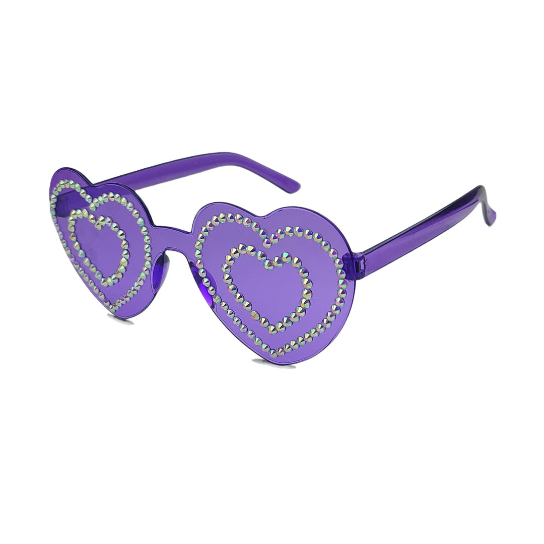 Damen Herzförmige Sonnenbrille mit funkelndem Strassmuster Karnz