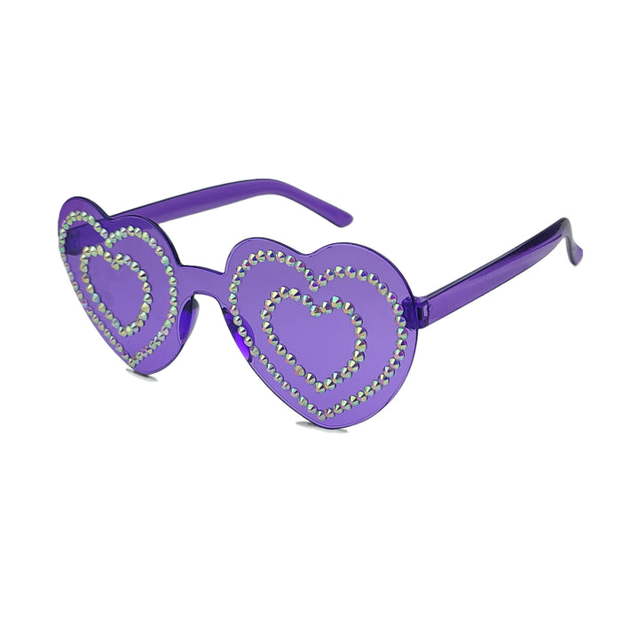 Damen Herzförmige Sonnenbrille mit funkelndem Strassmuster Karnz